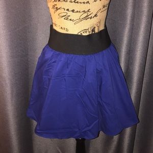 Express Blue Cotton Blend Full Skater Skirt